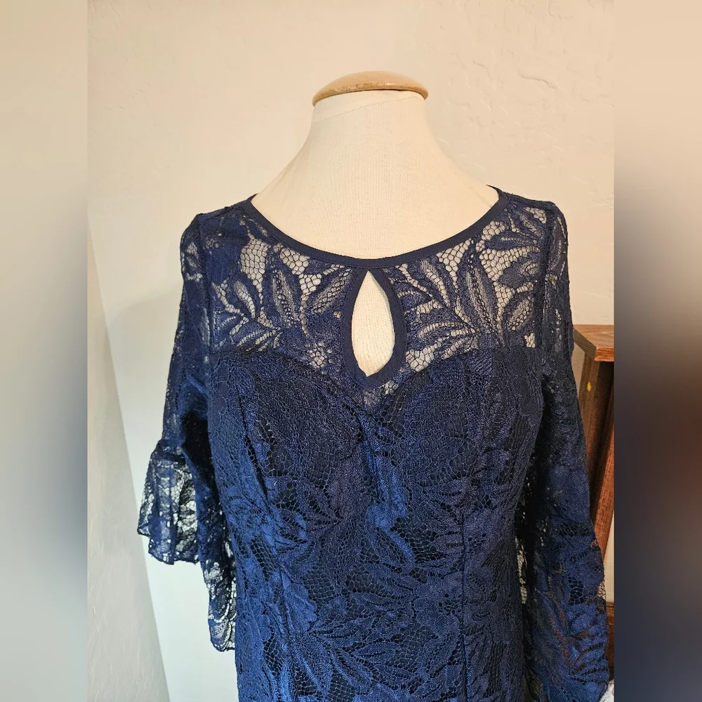 Elegant Navy Lace Dress - Picture 4 of 5